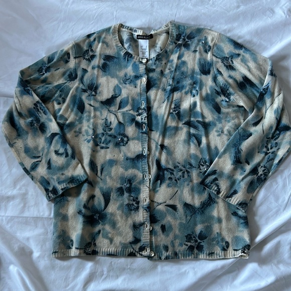 Anne Klein Cashmere Print Cardigan, Size Small, NWT - Picture 1 of 4